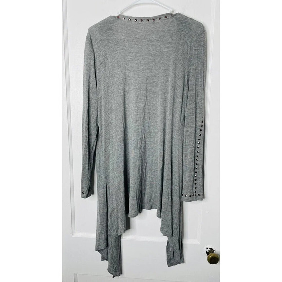 Soft Surroundings Waterfall Cardigan PL Studded Jersey Knit Stretch Viscose Gray - Picture 4 of 10